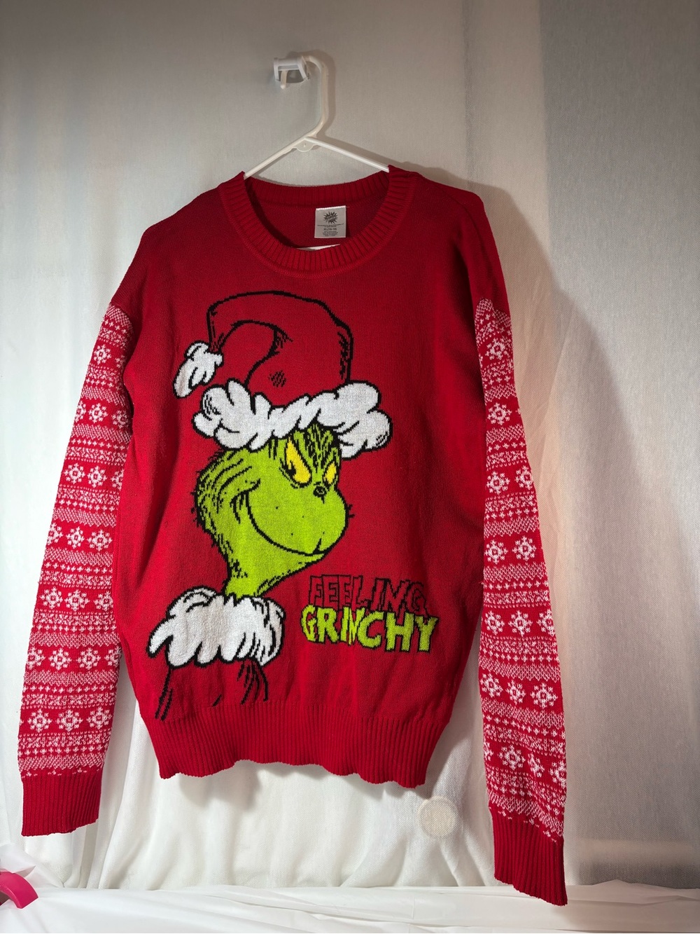 Red 'Feeling Grinchy' Holiday Crewneck Sweater with Graphic